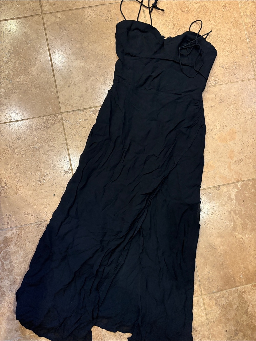 Reformation Black Spaghetti-Strap Maxi Dress Sz Xs